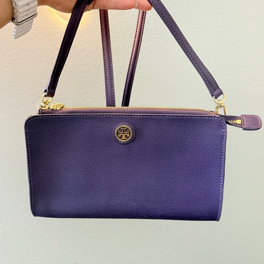 Tory Burch Deep Purple Wristlet Clutch Crossbody